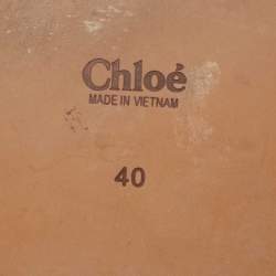 Chloe Orange Logo Canvas Woody Flat Slides Size 40