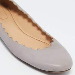 Chloe Beige Leather Lauren Scalloped Ballet Flats Size 39.5