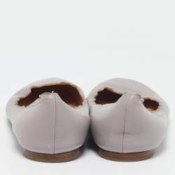 Chloe Beige Leather Lauren Scalloped Ballet Flats Size 39.5