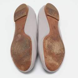 Chloe Beige Leather Lauren Scalloped Ballet Flats Size 39.5