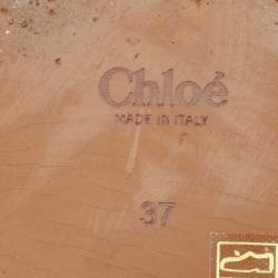 Chloe White Canvas and Shearling Woody Flat Sandals Size 37