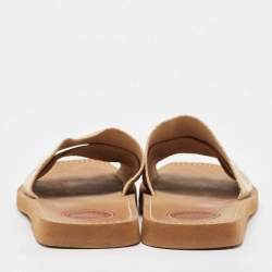 Chloe Beige Canvas Woody Flat Slides Size 38