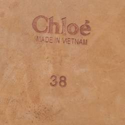 Chloe Beige Canvas Woody Flat Slides Size 38