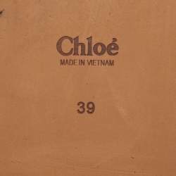 Pre Owned Chloe Black Canvas Embroidered Logo Woody Flat Slides Size 39