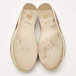 Chloe Burgundy Canvas and Leather Espadrille Flats Size 37