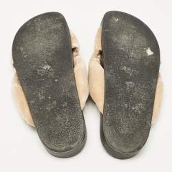 Chloe Beige Velvet Nolan Flat Slides Size 40