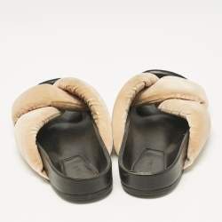 Chloe Beige Velvet Nolan Flat Slides Size 40