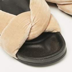 Chloe Beige Velvet Nolan Flat Slides Size 40