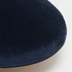 Chloe Navy Blue Velvet Ankle Strap Ballet Flats Size 38