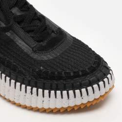 Chloe Black Knit Fabric and Suede Nama Low Top Sneakers Size 37