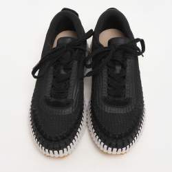 Chloe Black Knit Fabric and Suede Nama Low Top Sneakers Size 37