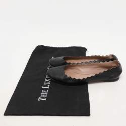 Chloe Black Leather Laurena Scalloped Ballet Flats Size 36