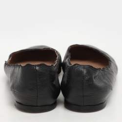 Chloe Black Leather Laurena Scalloped Ballet Flats Size 36
