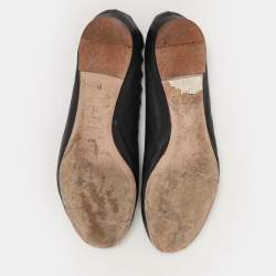 Chloe Black Leather Laurena Scalloped Ballet Flats Size 36