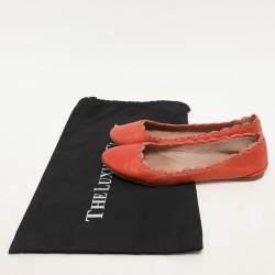 Chloe Orange Leather Laurena Scalloped Ballet Flats Size 37