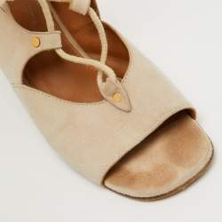 Chloe Beige Suede Gladiator Wedge Gladiator Sandals Size 36