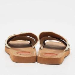 Chloe White/Black Canvas Woody Slide Flats Size 36