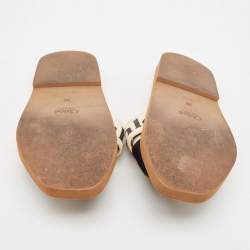 Chloe White/Black Canvas Woody Slide Flats Size 36