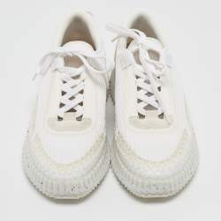 Chloe White Fabric and Suede Nama Low Top Sneakers Size 39