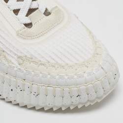 Chloe White Fabric and Suede Nama Low Top Sneakers Size 39