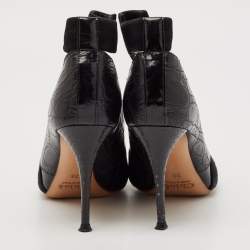 Chloe Black Croc Embossed Leather and Suede Ankle Length Boots Size 36