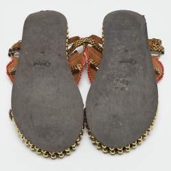 Chloe Multicolor Python Embossed Leather Platform Slingback Sandals Size 39