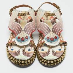 Chloe Multicolor Python Embossed Leather Platform Slingback Sandals Size 39