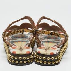 Chloe Multicolor Python Embossed Leather Platform Slingback Sandals Size 39