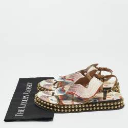 Chloe Multicolor Python Embossed Leather Platform Slingback Sandals Size 39