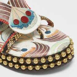 Chloe Multicolor Python Embossed Leather Platform Slingback Sandals Size 39