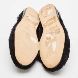 Chloe Black Fur Horse Embroidered Ballet Flats Size 40