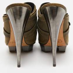 Chloe Green Leather Buckle Detail Mules Size 37