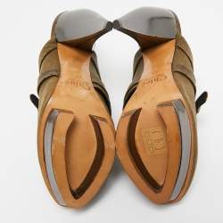 Chloe Green Leather Buckle Detail Mules Size 37