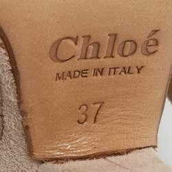 Chloe Light Beige Suede Strappy Slingback Pumps Size 37