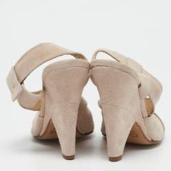Chloe Light Beige Suede Strappy Slingback Pumps Size 37