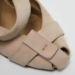 Chloe Light Beige Suede Strappy Slingback Pumps Size 37