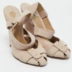 Chloe Light Beige Suede Strappy Slingback Pumps Size 37