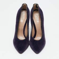 Chloe Purple Velvet Zip Detail Pumps Size 37
