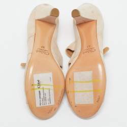 Chloe Beige Suede Strappy Buckle Pumps Size 37