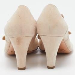 Chloe Beige Suede Strappy Buckle Pumps Size 37