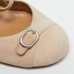 Chloe Beige Suede Strappy Buckle Pumps Size 37