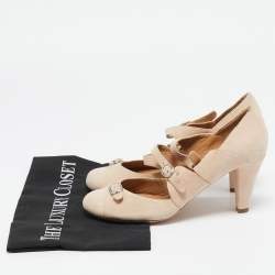 Chloe Beige Suede Strappy Buckle Pumps Size 37