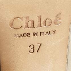 Chloe Beige Leather Peep Toe Slingback Sandals Size 37