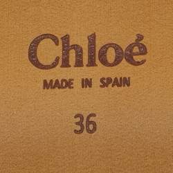 Chloe Black/Brown Leather and Suede Wavy Slide Flats Size 36
