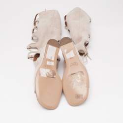 Chloe Beige Suede Gladiator Wedge Ankle Wrap Sandals Size 36.5