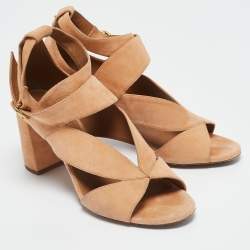 Chloe Orange Suede Ankle Strap Sandals Size 38