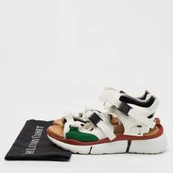 Chloé White/Green Fabric and Suede Sonnie Ankle Strap Sandals Size 39