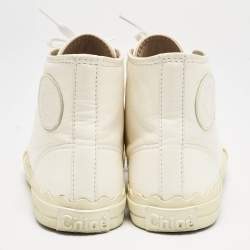 Chloe Off White Leather Kyle High Top Sneakers Size 36