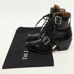 Chloe Black Leather Rylee Pointed Toe Boots Size 35.5