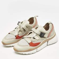 Chloé Multicolor Suede And Fabric Sonnie Low Top Sneakers Size 38